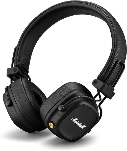 Marshall Major IV On-Ear Bluetooth Headphones, foldable, wireless, 80h battery life, black, comfortable, stylish