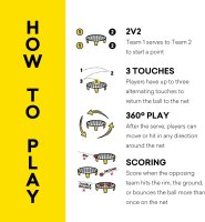 Spikeball Pro Reaktionsspiel, Outdoor Set, bruchsicherer Rahmen, reißfestes Netz, Noppenbälle, Pumpe, Rucksack, Schwarz-Gelb