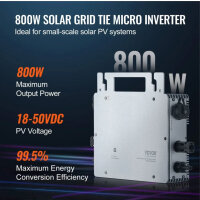 VEVOR Solar-Mikro-Wechselrichter 800W, IP67, Aluminium, DC 18–50V, WLAN-APP, für Solaranlagen, eine Mutter fehlt