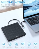 ORIGBELIE External DVD Drive, USB 3.0/Type-C, Ultra Slim 13mm, Portable CD/DVD Burner, Compatible with Windows, Mac, Linux