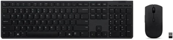 Lenovo Professional Wireless Keyboard and Mouse Combo, Rechargeable, German Layout, Quiet Keys, USB Receiver