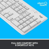 Logitech MK295 Wireless Tastatur-Maus-Set, UK QWERTY, SilentTouch, Shortcut-Tasten, Nano-Empfänger, weiß