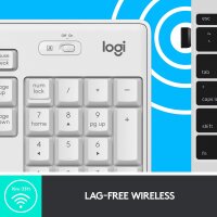 Logitech MK295 Wireless Tastatur-Maus-Set, UK QWERTY, SilentTouch, Shortcut-Tasten, Nano-Empfänger, weiß