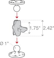 Ram-Mount RAP-B-201U-A mounting kit, short connection, ball joint, robust, versatile, for device mounting