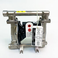 Verder A25 pneumatic diaphragm pump, stainless steel, 189 l/min, 8.6 bar, robust industrial pump, chemical resistant