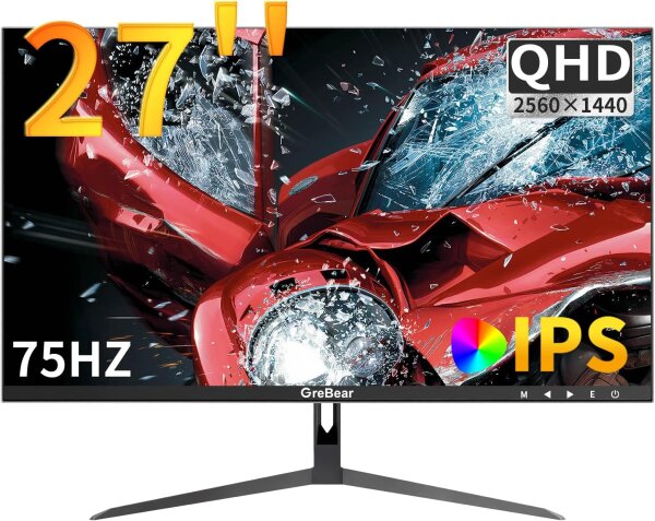 27 Zoll QHD Monitor, 2560x1440p, IPS, 75Hz, HDMI/DP, FreeSync, Lautsprecher, VESA 100x100, Home Office & Gaming