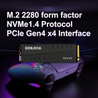 Ediloca EN855 4TB NVMe M.2 SSD, PCIe Gen4, 7400MB/s, 3D...