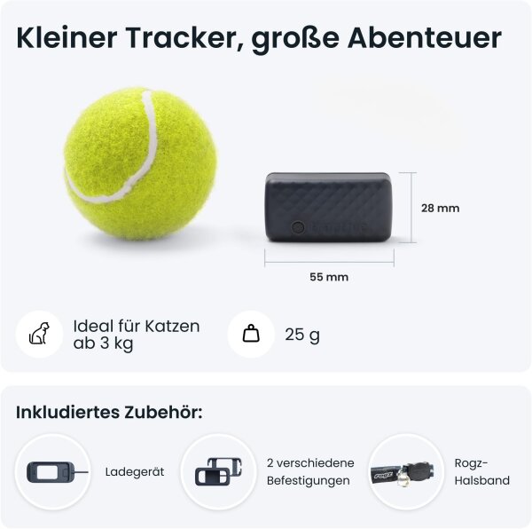 Tractive Mini TG5 Cat GPS Tracker, Market Leader, Live Tracking, Territory Tracking, Position History, Safety Collar