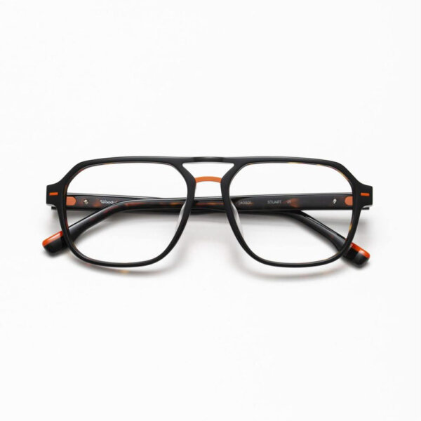 Woodys Stuart 01 glasses, 58-17, model 250507, black and orange, striking, handmade, made in Barcelona