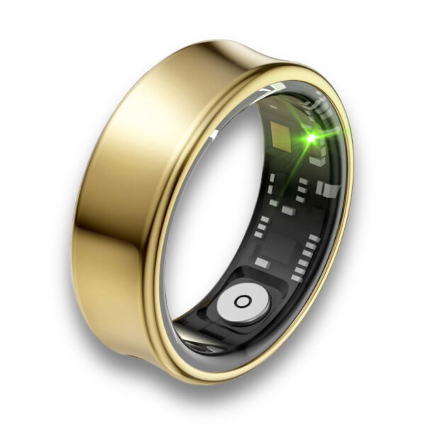 Fitorb Smart Ring Pro, size 13, Neptum style, stainless steel, precise health measurement, water and dustproof, gold