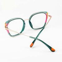 Woodys Lora 05 Damenbrille, grün-orange-rosa, modische Acetatfassung, Größe 52/18, farbenfrohes Design