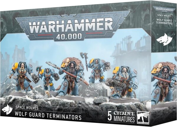 Warhammer 40k Space Wolves Wolf Guard Terminators 5er-Set, Modell 53-36, Miniaturen, detailreich, für Tabletop-Spiel