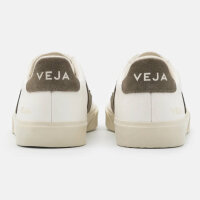VEJA Campo Sneakers, EUR 45, White/Kaki, sustainable leather, retro design, comfortable sole, unisex