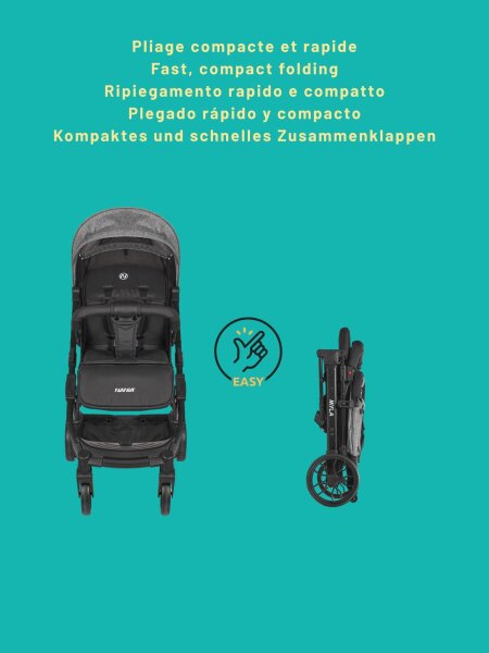 Nania Myla City Stroller, 0-4 years, 22 kg, 7.5 kg lightweight, one-hand reclining position, large basket, trolley function