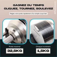 BRAINGAIN Dumbbell 32.5 kg, chrome-plated, adjustable, 1...