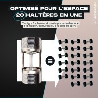 BRAINGAIN Kurzhantel 32,5 kg, verchromt, verstellbar, 1 Stück, vielseitig für Krafttraining und Fitness