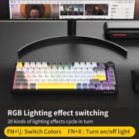 AJAZZ AK820 mechanical 75% keyboard, 82 keys, hot-swap, RGB, volume control, PBT, sound dampening, grey-white-yellow