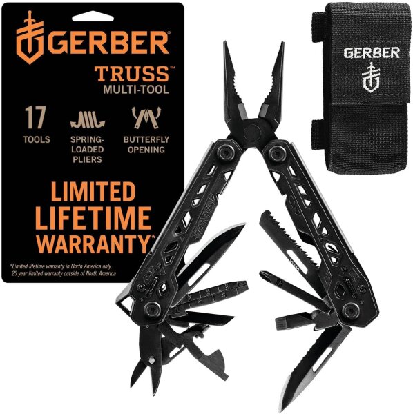 Gerber Truss Multi-Tool 30-001780, 17 Funktionen, Schwarz, inkl. Nylon-Scheide, robustes Multifunktionswerkzeug