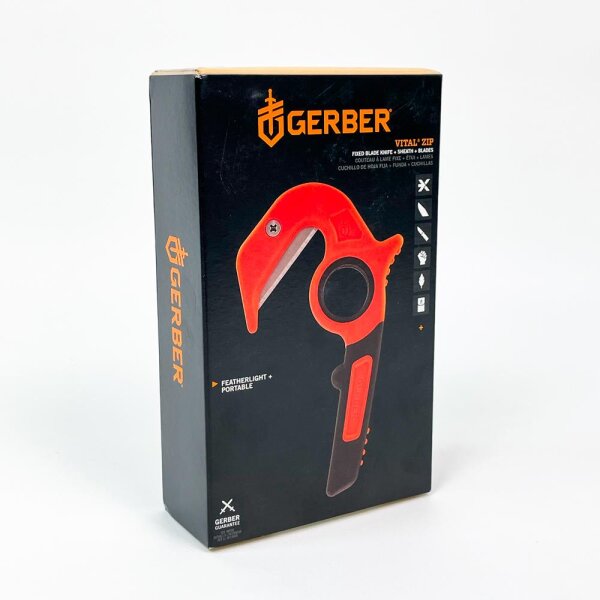 Gerber Vital Zip EAB Allzweckschneider, Jagdtool, inkl. Holster, orange, Modell 31-003645, sicheres Öffnen von Wild