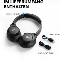 Soundcore Q20i A3004 Over-Ear Bluetooth-Kopfhörer, ANC, 40h Akku, Hi-Res Audio, Bass, App-Steuerung, Schwarz