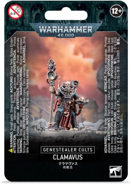 Warhammer 40.000 Genestealer Cults Clamavus, Miniatur, Anführerfigur, detailreich, Kunststoff, unbemalt, Tabletop-Sammlerobjekt