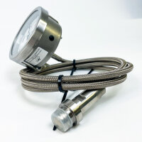 TEMA differential pressure gauge 400 BAR/PSI, manometer, 1.6 KI, AISI 316L, precise pressure measurement