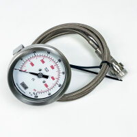 TEMA differential pressure gauge 400 BAR/PSI, manometer, 1.6 KI, AISI 316L, precise pressure measurement