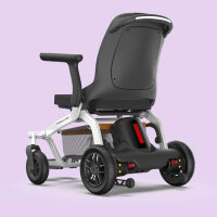 Compact electric wheelchair, foldable, (language: Chinese), white, lightweight, mobile, for indoor & outdoor use, easy to operate