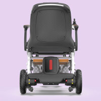 Compact electric wheelchair, foldable, (language: Chinese), white, lightweight, mobile, for indoor & outdoor use, easy to operate