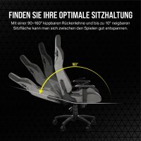 Corsair T3 RUSH Gaming-Stuhl, Stoff, Rennsport-Design, Memory-Lendenstütze, Nackenkissen, Schwarz/Holzkohle