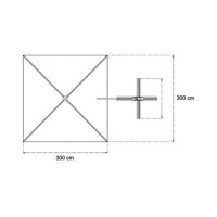 Gardenia Sonnenschirm 3x3m, quadratisch, UV-Schutz, höhenverstellbar, wasserabweisend, Gartenschirm für Terrasse