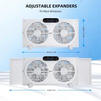 BEYOND BREEZE Doppelfensterlüfter, 9 Zoll, Fensterlüfter mit Fernbedienung, 3 Stufen, umkehrbarer Luftstrom, Alarm, erweiterbar