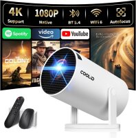 Coolid C2 Mini Beamer, tragbarer 4K/1080P Projektor, 5G...