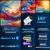 Coolid C2 Mini Beamer, tragbarer 4K/1080P Projektor, 5G...