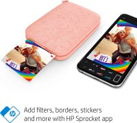 HP Sprocket HPISPP, Mobiler Fotodrucker, kabellos, Bluetooth, Zink-Klebefotopapier, für iOS/Android, rosa