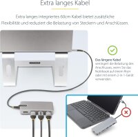 StarTech 117B-USBC-MULTIPORT USB-C Multiport Dock, 3 Monitore, 4K HDMI/DP, 3x USB-A, 100W PD, GbE, kompakt, Win/ChromeOS