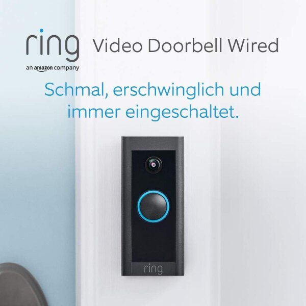 Ring Video Doorbell Wired, Video Door Intercom, 1080p HD, Night Vision, Live Video, Alexa Compatible, Black