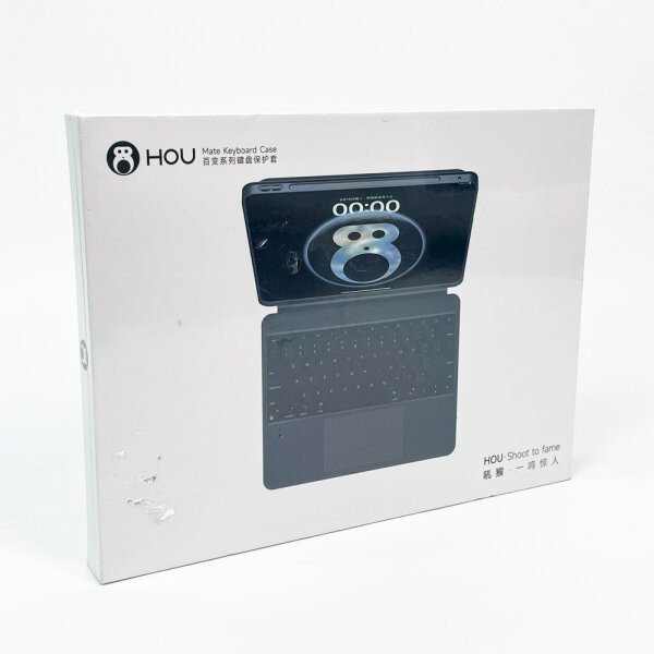 Hou iPad Case Mate-12, Bluetooth Keyboard Case AZERTY with Touchpad, Black, Detachable, Slim Design