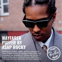Ray-Ban RB0840S Wayfarer Puffer Square Sunglasses, 51/21, Unisex, striking design, limited A$AP Rocky Edition