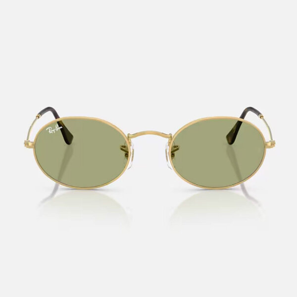 Ray-Ban RB3547 001/4E Sunglasses, oval, Arista Gold frame, green lenses, size 51-21, Summer Capsule Edition