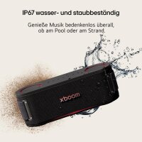 LG XBOOM Bounce, tragbarer Bluetooth-Lautsprecher, Signature Sound, Upfiring-Passivstrahler, IP67, 30h Akku, Schwarz, ohne USB-C Kabel