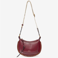 Isabel Marant Mini Moon womens shoulder bag, 24x14x9cm, calfskin leather, burgundy, crescent moon design, adjustable strap