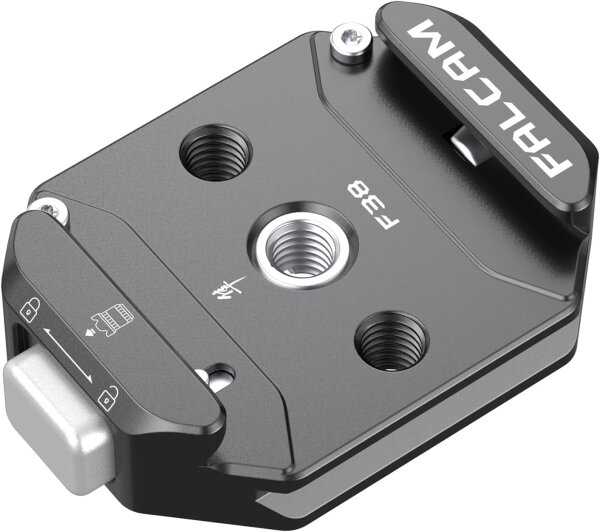 Falcam F38 V2 Schnellwechselplatte, Aluminium, 1/4" & 3/8" Gewinde, für Kamera, Stativ, Einbeinstativ, Slider, Modell 3364