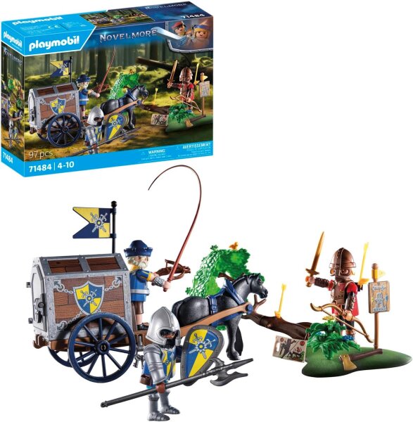 PLAYMOBIL 71484 Novelmore Ritter-Set, Überfall auf Transportwagen, Goldraub, Burnham Raiders, ab 4 Jahren