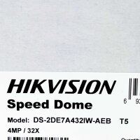Hikvision Speed Dome DS-2DE7A432IW-AEB T5, Netzwerk-Kamera, 3D-Positionierung, Auto-Tracking, Audio/visueller Alarm, IP66
