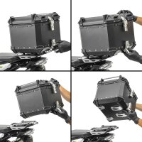 Bagtecs Motorcycle Aluminum Top Case XB35, 35L, Aluminum, Black, Model No. A088374, Robust Luggage Case