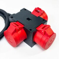 PCE CEE Stromverteiler 400V 16A, robuster Baustellenverteiler, Mehrfachsteckdose, IP44, Outdoor geeignet