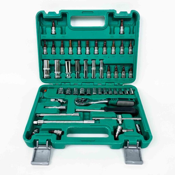 53-tlg. Schraubendreher-Bit-Set, Werkzeugkasten, Handwerkzeug, Ratschenschlüssel, Steckschlüssel, vielseitig einsetzbar