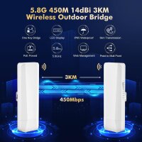 Outdoor WLAN Bridge Set, 5,8 GHz, 2 Stück, bis 3 km,...
