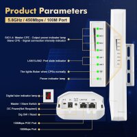 Outdoor WiFi Bridge Set, 5.8 GHz, 2 pieces, up to 3 km, 2x 100 Mbps LAN, 24V PoE, weatherproof, point-to-point connection